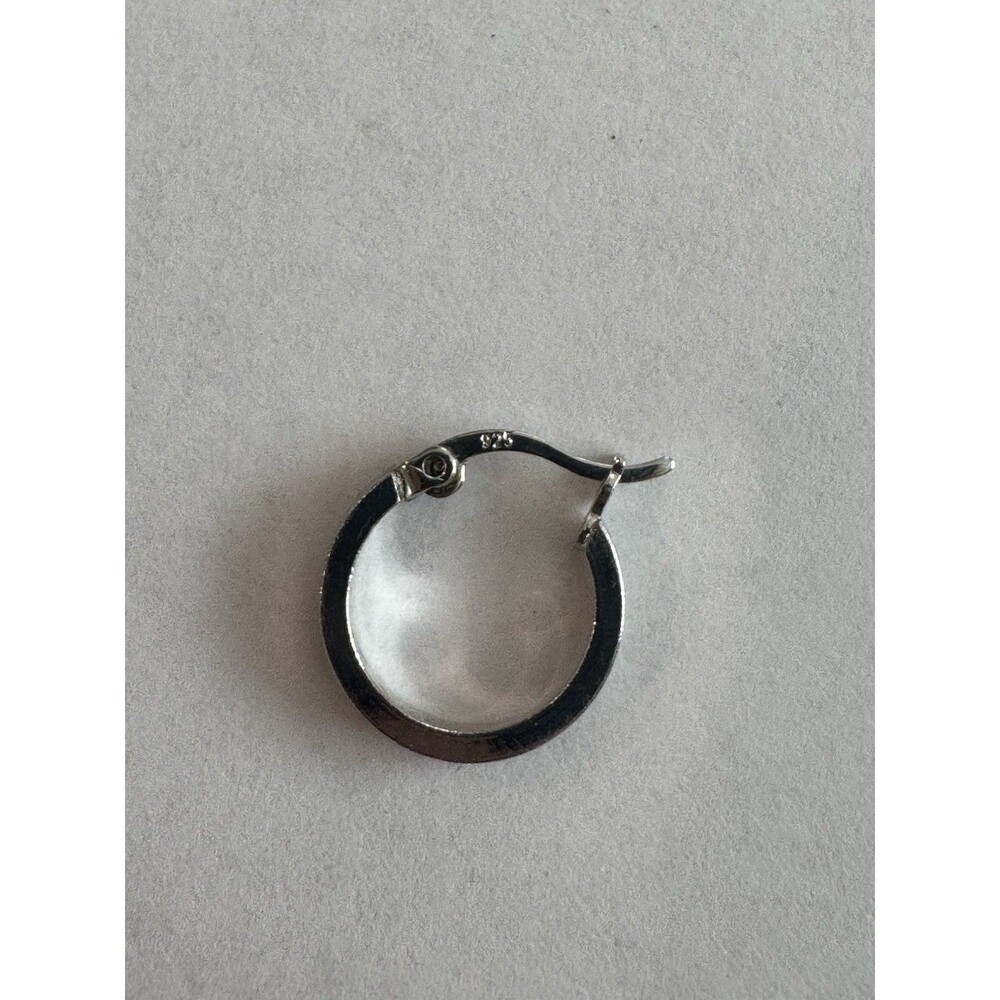 925 Sterling Silver Round Hoop Earrings Leverback Closure Signed